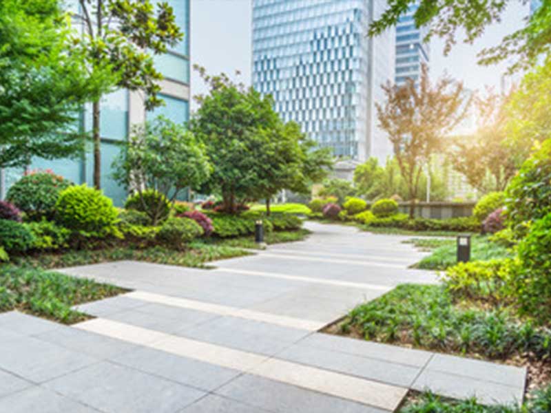 Office courtyard managed by property managers