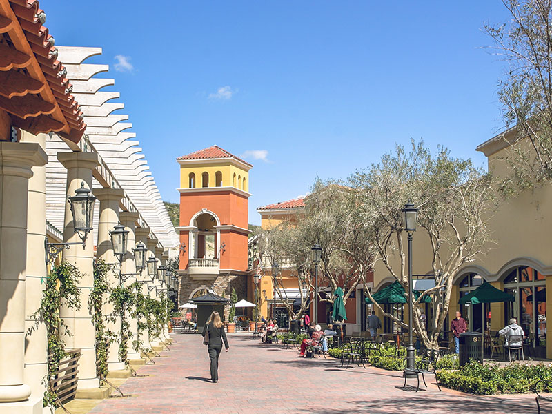 Outdoor shopping center managed by property managers